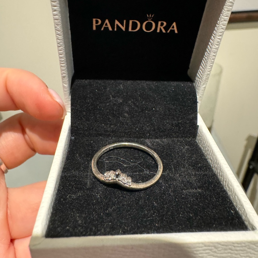 Pandora Silver Ring with Sparkling Accents - Picture 3 of 4
